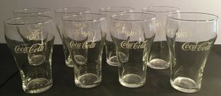 Vintage Set Of 8 Vintage Enjoy Coca - Cola / Coke Clear 8oz 5 " Bell Shape Glasses