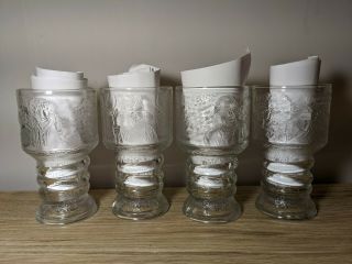 Lord Of The Rings Glass Goblets 2001 Fellowship Of The Ring Complete Set Of 4
