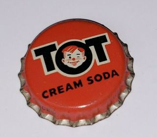 Rare Tot Cream Soda Bottle Cap Vintage Advertising Cork Lined