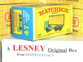 Matchbox Lesney 47c Daf Tipper Container Truck E4 Empty Box Only