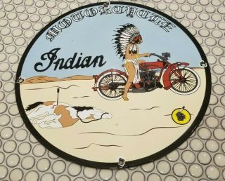 Vintage Indian Motorcycles Porcelain Chief Gas Service Auto Bike Parts Sign