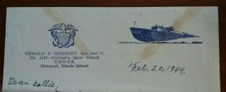 Wwii Usn Navy Gunners Mate School Newport Ri 1944 Letter Great Stationery