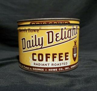 Vintage Daily Delight Key Wind 1 Lb Coffee Tin Can Nr