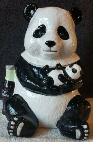Vintage Collectible Coca - Cola " Panda Family " Limited Edition 2000 Cookie Jar
