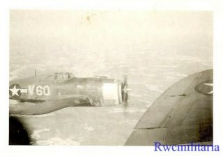 Org.  Photo: Aerial View Of P - 47 Fighter Plane In Formation On Mission; 1945