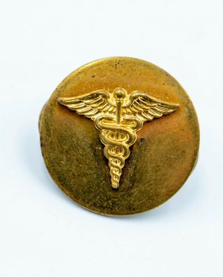 Ww Ii Us Army Enlisted Medical Department Collar Lapel Brass Pin