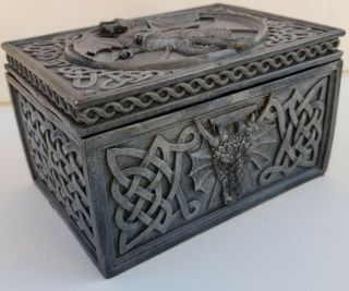 Dragon Celtic Jewelry Box Collectible Tribal Container Sculpture
