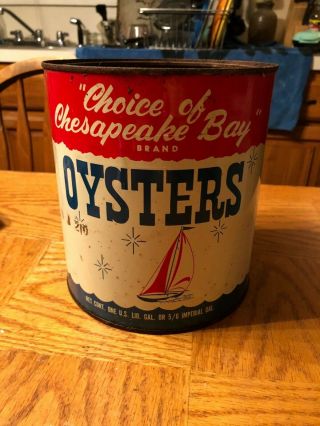 Vintage Choice Of The Chesapeake Oyster Tin.  Marked Nj 210.
