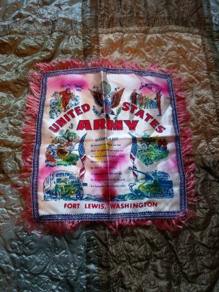 Vintage Us Army Pillow Cover Fort Lewis Washington Mom And Dad