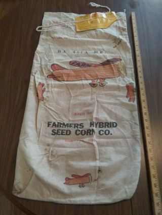 Vintage Farm Brid Farmers Hybrid Seed Corn Co.  Hampton Iowa Cloth Sack Feed Bag