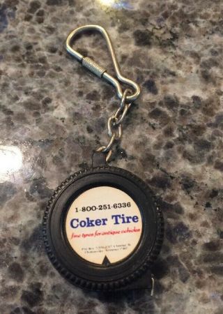 Vintage Coker Tire Key Chain Keychain Tape Measure