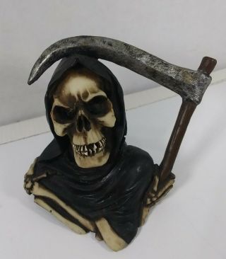 Grim Reaper Bust W/ Sickle Paperweight By Pacific Giftware 6387 2x2x2