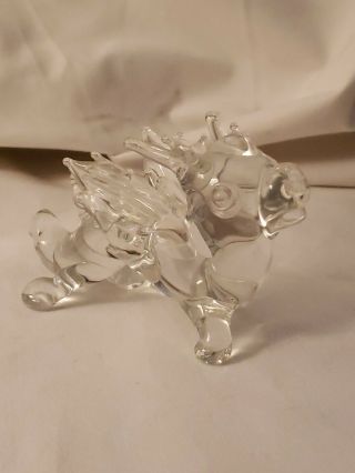Clear Glass Hand Blown Winged Dragon Figurine