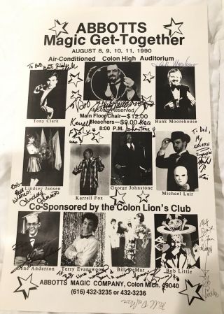 17 X 11” Abbotts Magic 1990 Get Together Fully Signed Poster