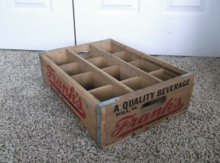 Vintage FRANK ' S Quality Beverages Soda Bottle Wooden Crate 2