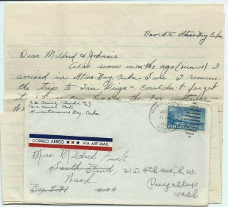 1940 Us Naval Station Guantanamo Bay Cuba Cover Air Mail,  Letter