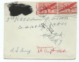 Wwii Us Army Mia Pow Return To Sender Cover 34th Division Captured Italy 1943