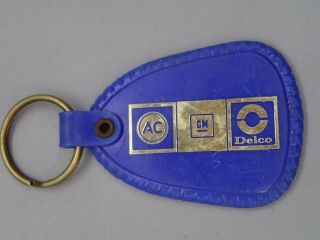 Vintage Gm General Motors Ac Delco Blue Plastic Keychain Ring