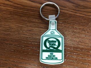 Quaker State Motor Oil White/green Rubber Keychain Key Ring