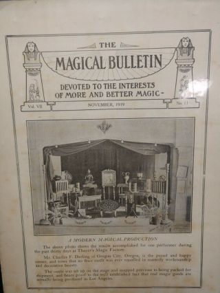 Charles F.  Darling Magical Outfit Thayers Magical Bulletin Vol.  Vii No.  11 1919
