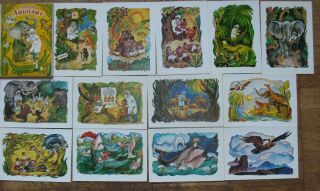 16 Russian Child Post Card Aybolit Set Fairy Tale Pc Chukovsky Art Tkachenko