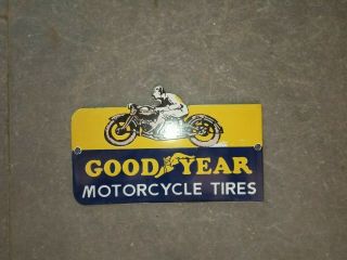 Porcelain Goodyear Motorcycle Enamel Sign Size 8 " X 5 " Inches