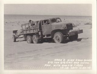 Wwii Photo 2 - 1/2 Ton Truck Tows Artillery Desert Camp Seeley 1942 Ca 9