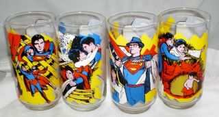 Set Of 4 Vintage 1978 Pepsi “superman The Movie” Glasses,  Tumblers Dc Comics