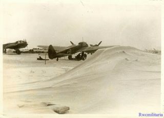 Press Photo: Best Luftwaffe Ju - 88 Bombers Parked On Airfield In Russian Winter
