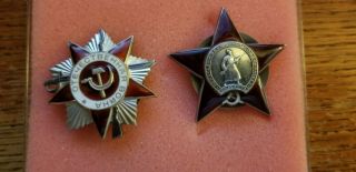 Ussr Russian Wwii Red Star Order Badge Medal Pin And Order Of Patriotic War Wwii