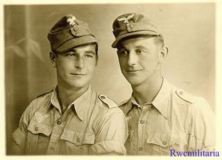 Port.  Photo: Best Studio Pic Pair Luftwaffe Soldiers In Tropical Kit; SÜdfront