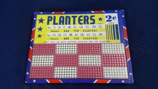 Vintage Planters Mr Peanut Punch Board Game 2 Cent Unpunched 9.  5x7 Nos
