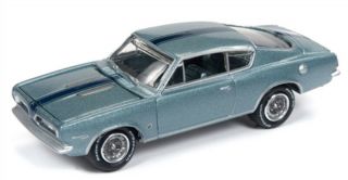 1/64 Johnny Lightning Classic Gold 1967 Plymouth Barracuda In Light Blue Metalli