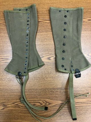 Wwii Ww2 Us Army Military Canvas Boot Leggings Size 2r Dated 6 - 7 - 43