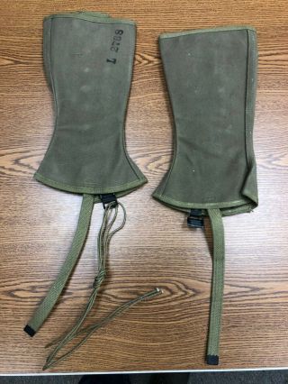 WWII WW2 US Army Military Canvas Boot Leggings Size 2R Dated 6 - 7 - 43 2