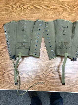 WWII WW2 US Army Military Canvas Boot Leggings Size 2R Dated 6 - 7 - 43 3