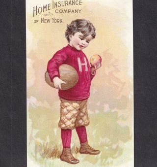 19th Century Football 120,  Yr Old 1899 Harvard Sports Card Home Insurance Ny Nyc