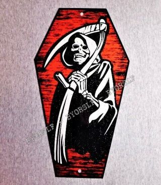 Coffin Shaped Metal Sign Grim Reaper Macabre Death Horror Evil Wicked Dead Dying