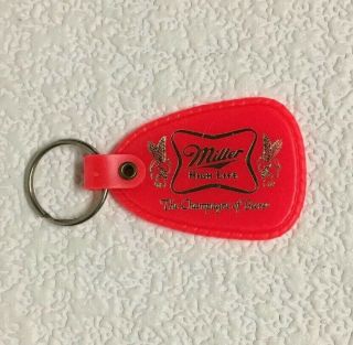Vintage Keychain Miller High Life Key Fob Ring Champagne Of Beers Made In Usa