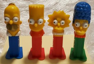 The Simpsons Mini Pez Candy Dispensers (holds 5 Pez) Homer,  Bart,  Lisa & Marge