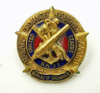 Wwii Era U.  S.  Navy Bureau Of Ordnance Naval Ordnance Development Award Pin