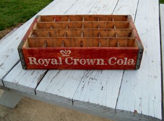 Vintage 1960s Royal Crown Cola Rc Wood Crate Soda Carrier | 24 Bottle Case Indy