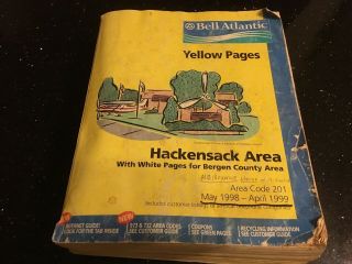 Bell Atlantic Yellow Pages Hackensack Jersey Area 1998 - 1999