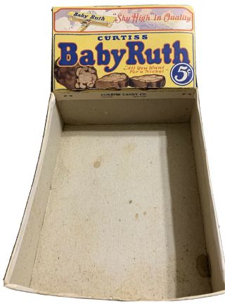 Vintage 1925 Curtiss Baby Ruth Candy Bar Display Box Cardboard 5 Cents Sky High