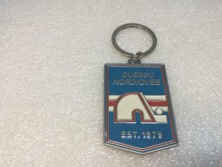 Vintage Nhl Team Logo Souvenir Key Ring Quebec Nordiques Keychain Porte - Clés Lnh