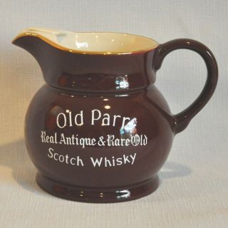 Old Parr Real Antique & Rare Old Scotch Whiskey Water Jug Brown Gold Rim Pitcher