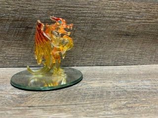 Glass Dragon Figurine Orange Yellow Wings With Globe Moon