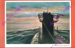 Ww2 Color Postcard German U - Boat " Evening Mood With Calm Seas " By War Reporter _