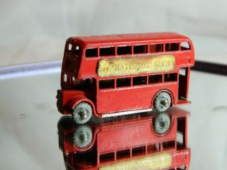 Vintage Lesney Matchbox Series No.  5 Double Decker Bus Gray Wheels Look