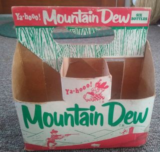 Very Rare 1960s Mountain Dew Hillbilly 6 Pack Cardboard Bottle Carrier